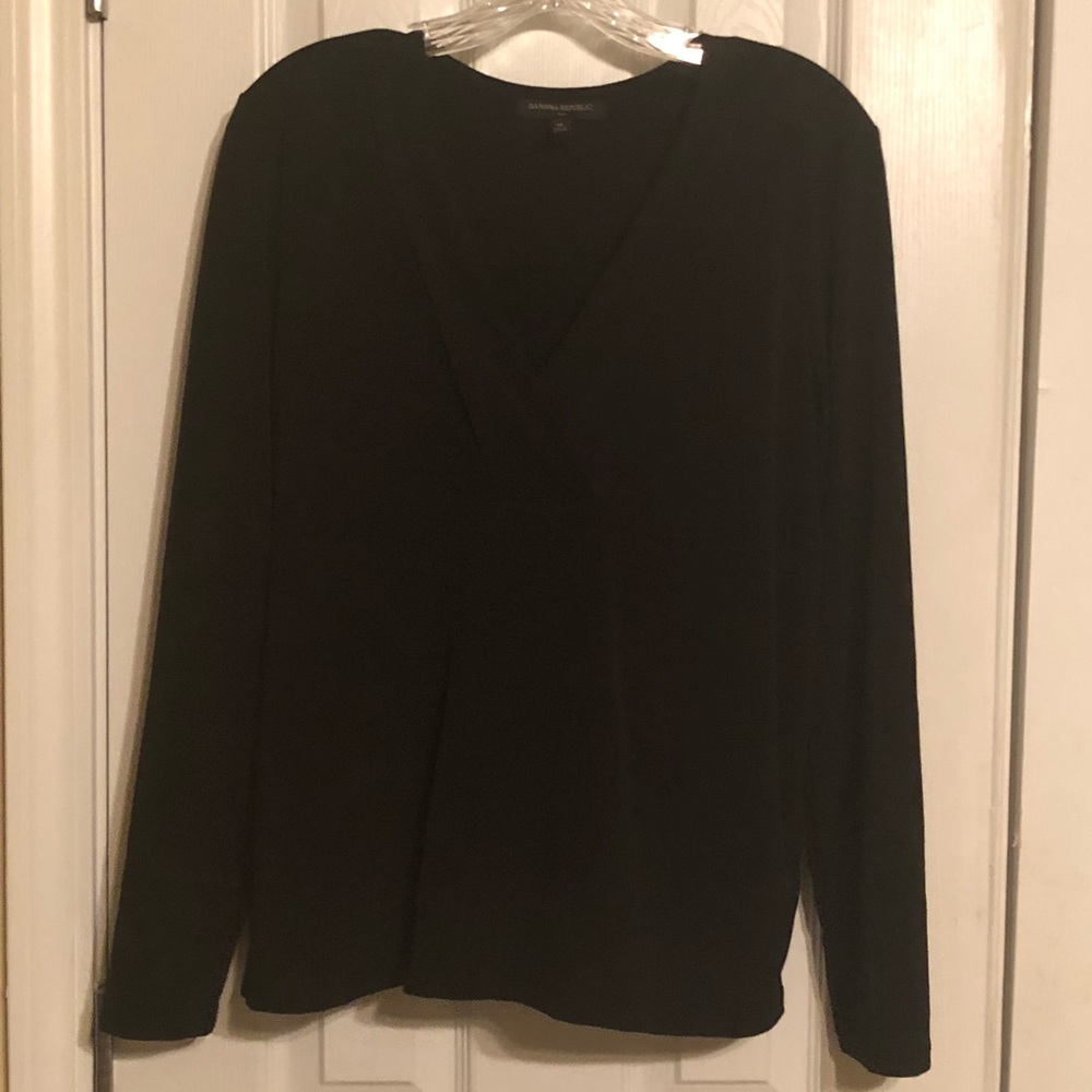 Black deep V-neck blouse